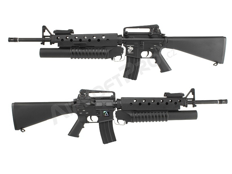 M4, M16, SR25, 416 : Rifle de airsoft M16 A3 con lanzagranadas M203 - negro  (EC-702) 