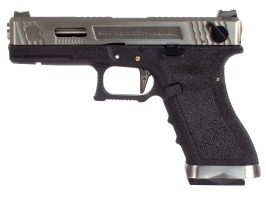 Pistola airsoft R18C Gen4 T5, corredera plateada, cañón plateado - Negro [WE]