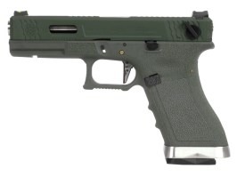 Pistola airsoft R18C V2 Force, corredera OD, cañón plateado - Negro [WE]