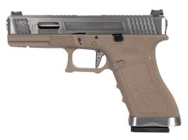 Pistola airsoft R17 Gen4 T5, carcasa plateada, cañón plateado - TAN [WE]