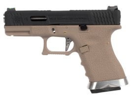 Pistola airsoft R19 Gen4 T5 - corredera negra, cañón plateado - TAN [WE]