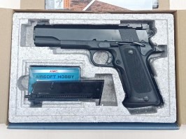 Pistola de airsoft Match 1911 acción de resorte - negro - SERVISED [KWC]