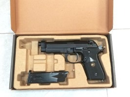 Pistola airsoft M9 A1, negra, fullmetal, blowback - MAGAZINE LEAKS [WE]