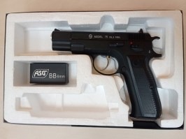 Pistola airsoft CZ 75 - Blowback, gas, full metal - DEVUELTA POR EL CLIENTE [ASG]