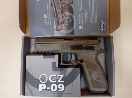 Pistola airsoft CZ P-09 FDE, Gas blowback - USADA Y POLUCIONADA [ASG]