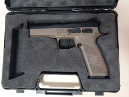 Pistola airsoft CZ P-09 DT FDE, corredera metálica, Gas blowback + funda - SERVICED [ASG]