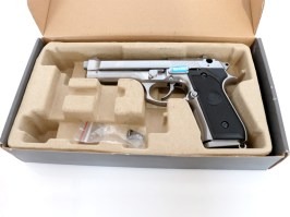 Pistola airsoft M92F Níquel, fullmetal, blowback - NO FUNCIONAL [WE]