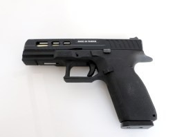 Pistola de airsoft KP-13C, corredera metálica, cañón dorado, blowback (GBB) - negra - DAÑADA [KJ Works]