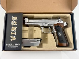 Pistola airsoft Samurai Edge M92 Biohazard , plata - fullmetal, blowback - UNFUNCIONAL [WE]