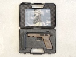 Pistola airsoft CZ P-09 DT FDE, corredera metálica, Gas blowback + funda - DEVUELTA POR EL CLIENTE [ASG]