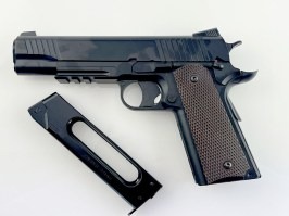 Pistola de airsoft CQBP M45A1 CO2, corredera metálica, sin retroceso - negra - UNFUNCIONAL [KWC]