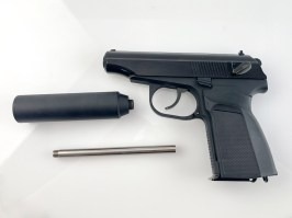 Pistola airsoft MA 654K, - silenciador con cañón extendido - full metal, blowback - SERVIDA [WE]