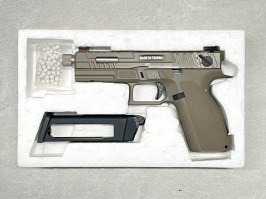 Pistola airsoft KP-13F, cañón con rosca, full auto (CO2) - TAN - UNFUNCIONAL [KJ Works]