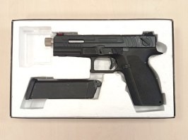 Pistola airsoft KP-13F, cañón con rosca, full auto (GBB) - negra - SERVISED [KJ Works]