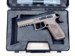 Pistola airsoft CZ P-09 DT FDE, corredera metálica, Gas blowback + funda - UNRELIABLE [ASG]