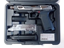 Pistola airsoft GTP9 MS, gas blowback (GBB) CNC slide - plata - DEVUELTA [G&G]