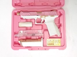 Pistola airsoft GTP9, gas blowback (GBB) - oro rosa - DEVUELTA [G&G]