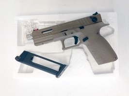 Pistola airsoft KP-13F, cañón con rosca, full auto (CO2) - TAN - DEVUELTA [KJ Works]