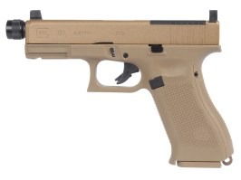 Pistola de airsoft Glock 19X MOS, corredera metálica, retroceso por CO₂ - Coyote [UMAREX]