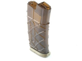 Cargador AUG AEG - 330 Rounds, transparente, placa base TAN [Army Armament]
