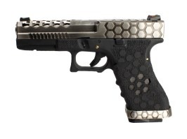 Pistola airsoft GBB G-HexCut VX01 - Plata/Negro [AW Custom]