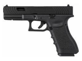 Pistola de airsoft EC-1104 con corredera metálica, de gas, con retroceso (GBB) - negra [E&C]