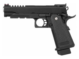 Pistola de airsoft EC-2104 con corredera metálica, de gas, con retroceso (GBB) - negra [E&C]