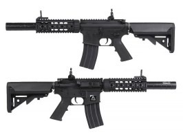 Fusil de airsoft M4 RIS CQB con silenciador, con licencia de COLT - negro (EC-607) [E&C]