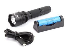 Linterna LED táctica de 10W HELIOS 10-37, adaptador USB de 1 modo y batería [ESP]