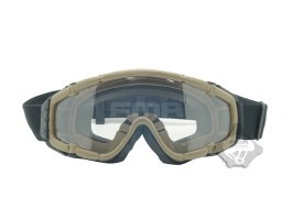 Taktikai SI szemüveg ventilátoros változat Desert - átlátszó, füstszürke [FMA]