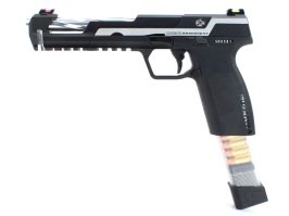 Airsoftová pištoľ Piranha SL, celokov, plyn BlowBack (GBB) - strieborná [G&G]
