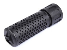 Silenciador simulado + supresor de destellos QDC KAC Style - corto, rosca de 14 mm a la izquierda - Negro [JJ Airsoft]