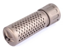 Silenciador simulado + supresor de destellos QDC KAC Style - corto, rosca de 14 mm a la izquierda - FDE [JJ Airsoft]