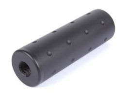 Supresor de chupete metálico 100 x 35 mm, rosca CW/CCW de 14 mm - negro [JJ Airsoft]