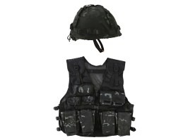 Conjunto de chaleco y casco de asalto para niños - BTP Negro [KOMBAT Kids]