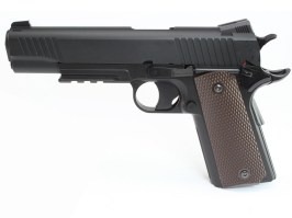 Pistola de airsoft CQBP M45A1 CO2, corredera metálica, sin retroceso - negra [KWC]