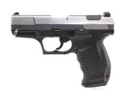 Pistola de airsoft E99 - Metal, gas blowback - negra con corredera plateada [WE]