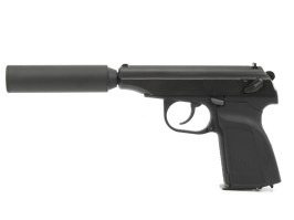 Pistola de airsoft MA 654K, - silenciador con cañón extendido - full metal, blowback [WE]