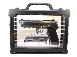 Pistola de airsoft M9A1 Gen2, níquel, fullmetal, AUTO blowback, LED BOX [WE]