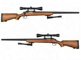Airsoft francotirador MB03D madera + alcance + bípode [Well]